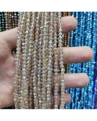 4mm İpe Dizili Kristal Boncuk Şeffaf Janjanlı Şampanya - 10 Dizi