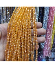 4mm İpe Dizili Kristal Boncuk Şeffaf Janjanlı Turuncu - 10 Dizi