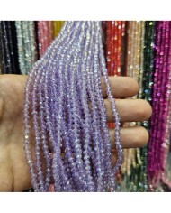 4mm İpe Dizili Kristal Boncuk Şeffaf Janjanlı Lila - 10 Dizi