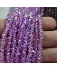 5 Adet İpe Dizili Üçgen Kristal Boncuk - Janjanlı Lila - 4mm