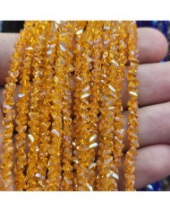 5 Adet İpe Dizili Üçgen Kristal Boncuk - Janjanlı Turuncu - 4mm