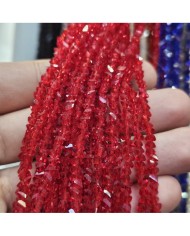 5 Adet İpe Dizili Üçgen Kristal Boncuk - Janjanlı Kırmızı - 4mm
