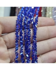 5 Adet İpe Dizili Üçgen Kristal Boncuk - Janjanlı Kobalt Mavi - 4mm