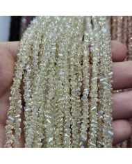 5 Adet İpe Dizili Üçgen Kristal Boncuk - Janjanlı Şampanya - 4mm