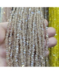 5 Adet İpe Dizili Üçgen Kristal Boncuk - Janjanlı Bej - 4mm