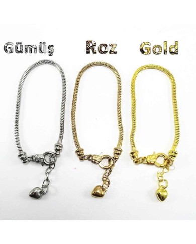 Rodyum Kaplama Pandora Bileklik Zinciri Gold
