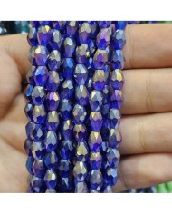 5 Adet İpe Dizili Damla Kristal Boncuk - Janjanlı Koyu Mavi - 6mm