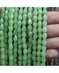 5 Adet İpe Dizili Damla Kristal Boncuk - Opak Yeşil - 6mm