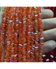 5 Adet İpe Dizili Üçgen Kristal Boncuk - Janjanlı Alev Turuncu - 8mm