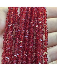 5 Adet İpe Dizili Üçgen Kristal Boncuk - Janjanlı Kırmızı - 8mm
