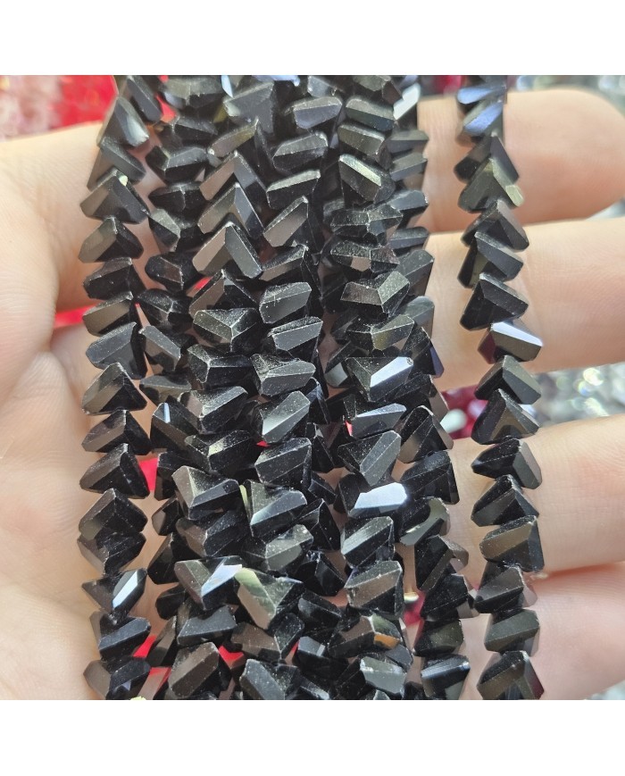 8mm İpe Dizili Üçgen Kristal Boncuk Şeffaf - 1 Dizi