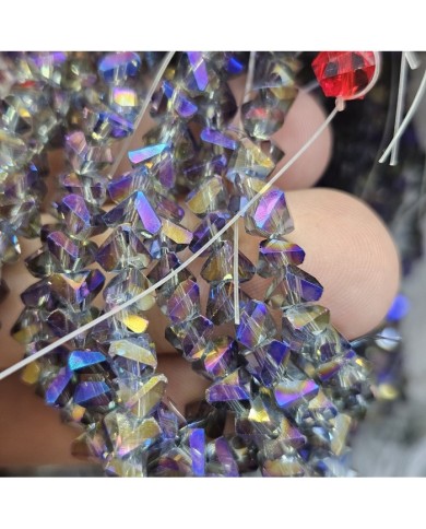 8mm İpe Dizili Üçgen Kristal Boncuk Şeffaf - 1 Dizi