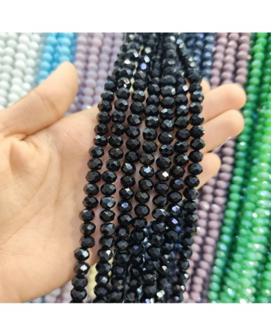 8mm İpe Dizili Kristal Boncuk Mat Siyah - 10 Dizi