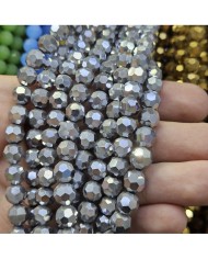 5 Adet İpe Dizili Kristal Boncuk - Mat Gümüş - 8mm