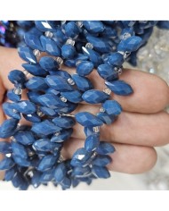 12x5mm İpe Dizili Yandan Delikli Damla Kristal Boncuk Mat Deniz Mavisi - 1 Dizi