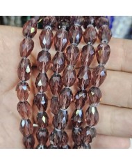 8mm İpe Dizili Damla Kristal Boncuk Şeffaf Janjanlı Kahve - 1 Dizi