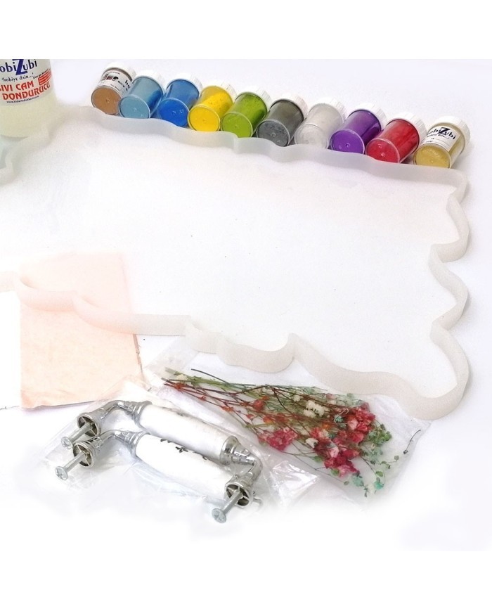 Reçine Epoksi Tepsi Seti - (1000ml reçine) -203 Toz Boya Beyaz