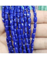 4x7mm İpe Dizili Petekli Elips Kristal Boncuk Mat Kobalt Mavi - 1 Dizi
