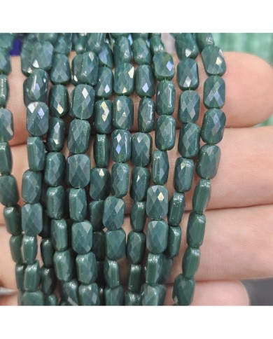4x7mm İpe Dizili Petekli Elips Kristal Boncuk Mat Çam Yeşili - 1 Dizi