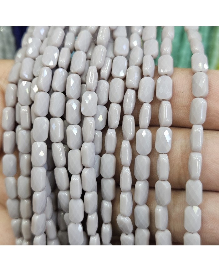 4x7mm İpe Dizili Petekli Elips Kristal Boncuk Mat Fil Dişi Gri - 1 Dizi