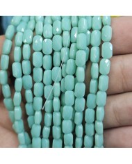 5 Adet İpe Dizili Petekli Elips Kristal Boncuk - Opak Su Yeşili - 7x4mm