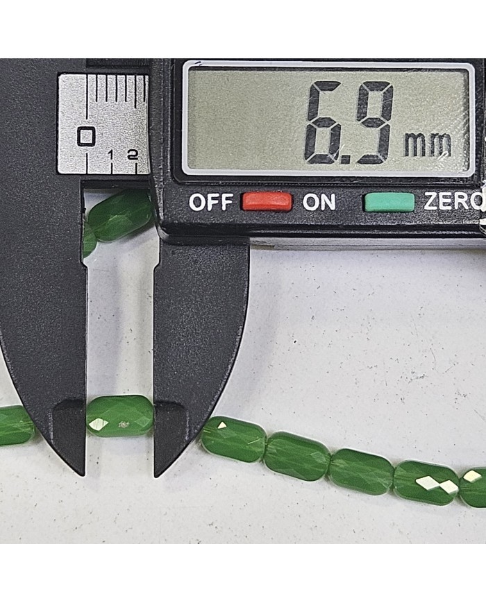 5 Adet İpe Dizili Petekli Elips Kristal Boncuk - Opak Su Yeşili - 7x4mm