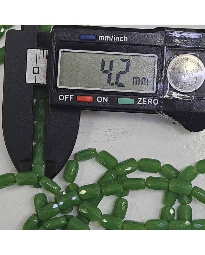 5 Adet İpe Dizili Petekli Elips Kristal Boncuk - Opak Su Yeşili - 7x4mm