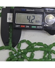 5 Adet İpe Dizili Petekli Elips Kristal Boncuk - Opak Su Yeşili - 7x4mm