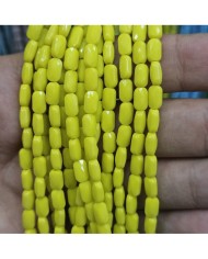 5 Adet İpe Dizili Petekli Elips Kristal Boncuk - Opak Limon Sarısı - 7x4mm