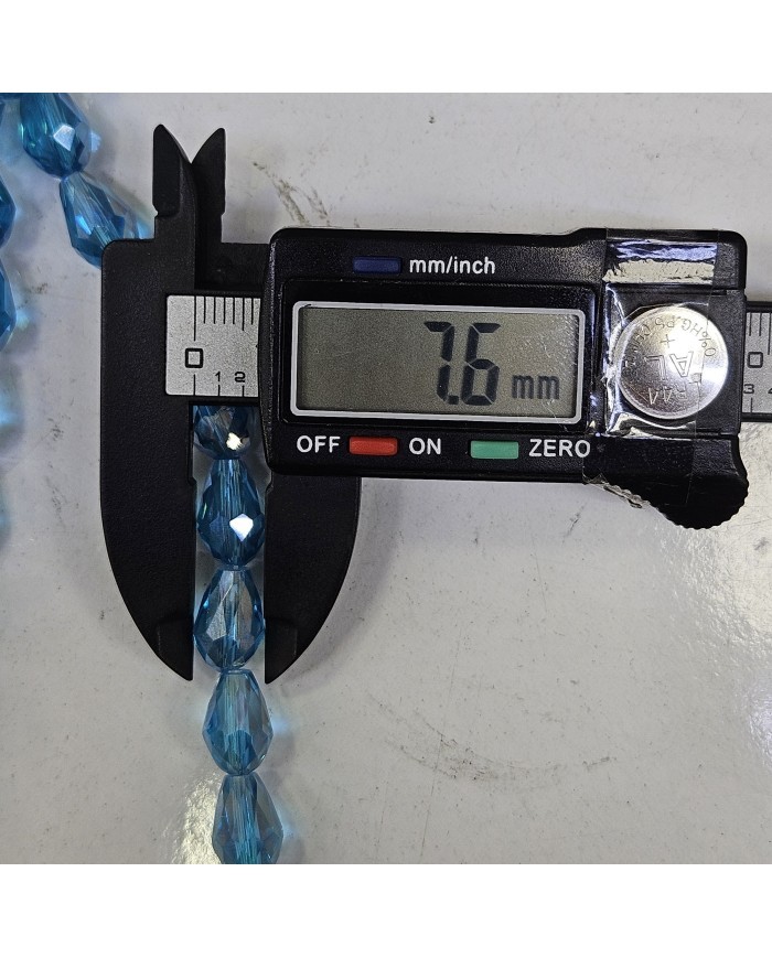 8mm İpe Dizili Damla Kristal Boncuk Şeffaf Janjanlı Turuncu - 1 Dizi