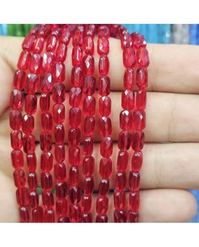 4x7mm İpe Dizili Petekli Elips Kristal Boncuk Şeffaf Nar Kırmızı - 1 Dizi