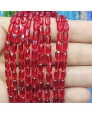 4x7mm İpe Dizili Petekli Elips Kristal Boncuk Şeffaf Nar Kırmızı - 1 Dizi