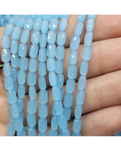 4x7mm İpe Dizili Petekli Elips Kristal Boncuk Mat Opak Mavi - 1 Dizi