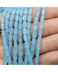 4x7mm İpe Dizili Petekli Elips Kristal Boncuk Mat Opak Mavi - 1 Dizi