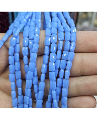 4x7mm İpe Dizili Petekli Elips Kristal Boncuk Mat Parlak Mavi - 1 Dizi