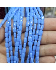 4x7mm İpe Dizili Petekli Elips Kristal Boncuk Mat Parlak Mavi - 1 Dizi