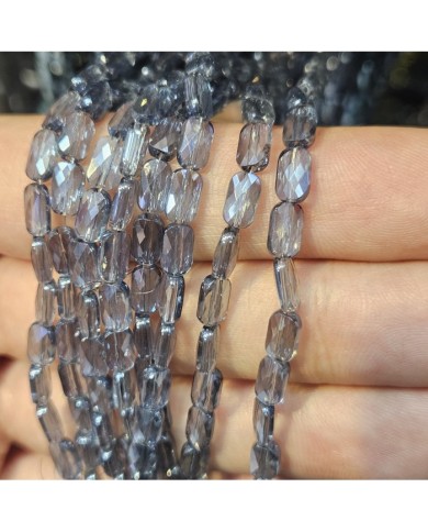 4x7mm İpe Dizili Petekli Elips Kristal Boncuk Şeffaf Füme - 1 Dizi