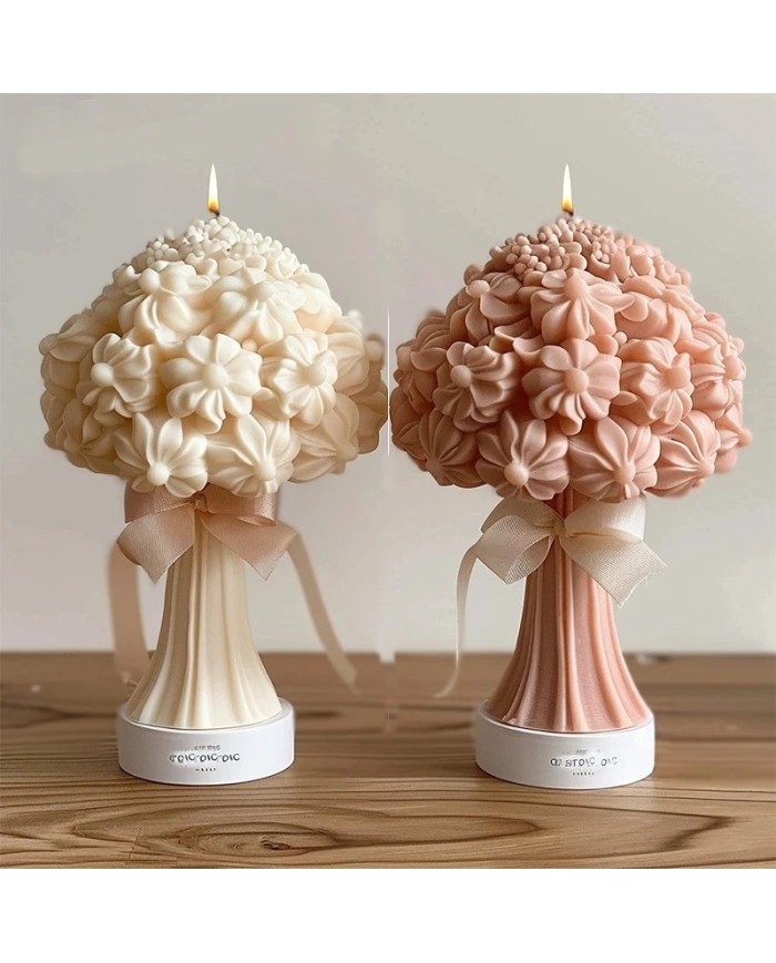 3D Gül Buketi Mum Silikon Kalıp -, Şakayık, Gül ve Çiçek Kümesi Reçine Kalıbı, Sevgililer Günü Hediyesi-Kod: 1260A