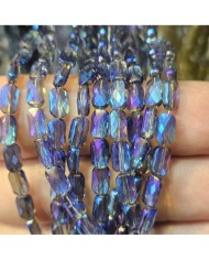 4x7mm İpe Dizili Petekli Elips Kristal Boncuk Metalik Kaplama Bukalemun - 1 Dizi