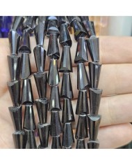 8x16mm İpe Dizili Deve Tabanı Huni Kristal Boncuk Metalik Kaplama Antrasit - 1 Dizi