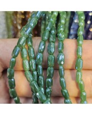 4x7mm İpe Dizili Petekli Elips Kristal Boncuk Mat Zümrüt Yeşil - 1 Dizi