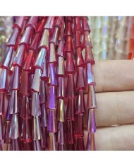 6x12mm İpe Dizili Deve Tabanı Huni Kristal Boncuk Şeffaf Yeşil - 1 Dizi