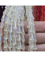 6x12mm İpe Dizili Deve Tabanı Huni Kristal Boncuk Şeffaf Şampanya Sarı - 1 Dizi