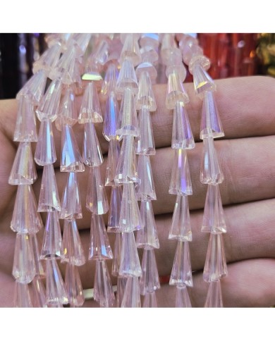 6x12mm İpe Dizili Deve Tabanı Huni Kristal Boncuk Metalik Kaplama Koyu Lacivert - 1 Dizi