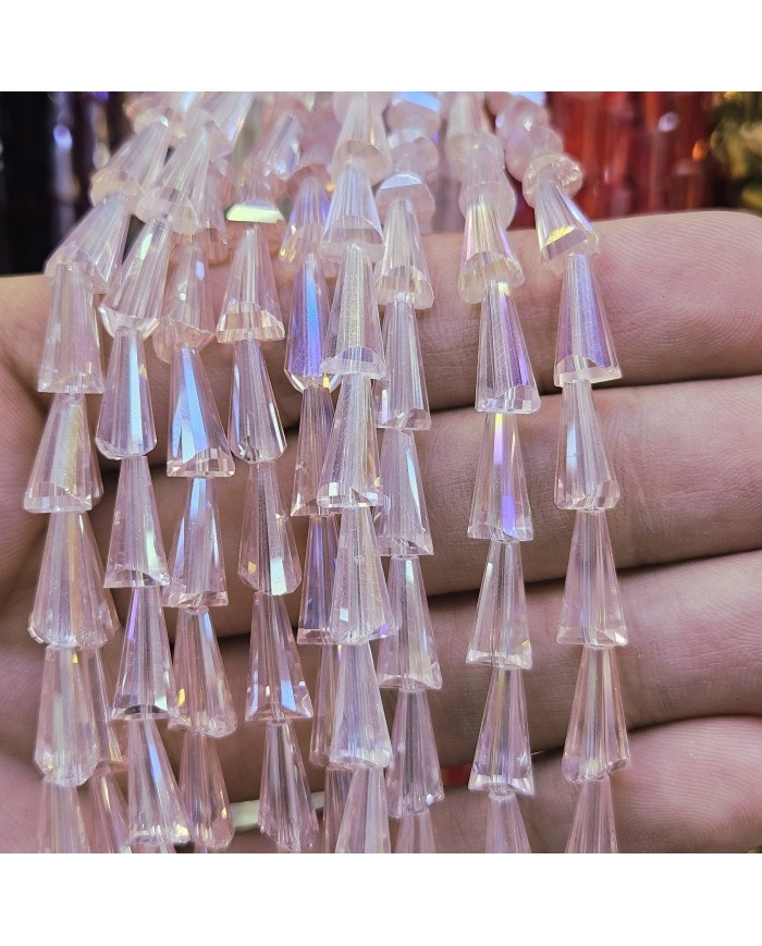 6x12mm İpe Dizili Deve Tabanı Huni Kristal Boncuk Metalik Kaplama Koyu Lacivert - 1 Dizi