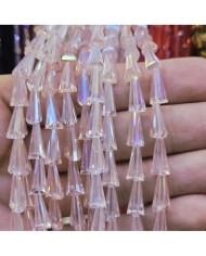 6x12mm İpe Dizili Deve Tabanı Huni Kristal Boncuk Metalik Kaplama Koyu Lacivert - 1 Dizi