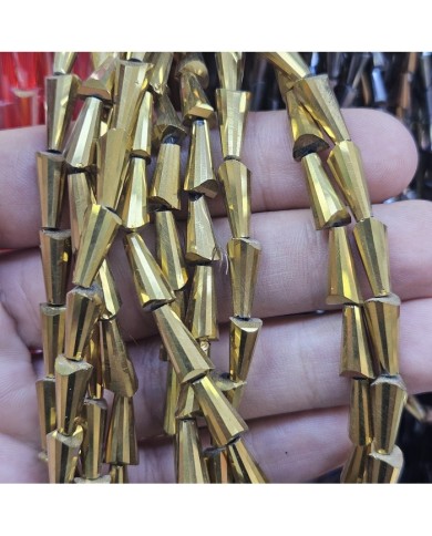 6x12mm İpe Dizili Deve Tabanı Huni Kristal Boncuk Mat Yeşil - 1 Dizi