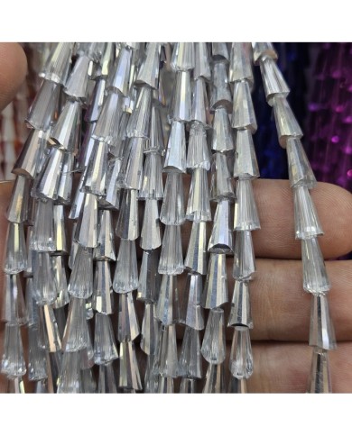 6x12mm İpe Dizili Deve Tabanı Huni Kristal Boncuk Şeffaf - 1 Dizi