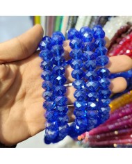 12mm İpe Dizili Kristal Boncuk Şeffaf Lacivert - 1 Dizi