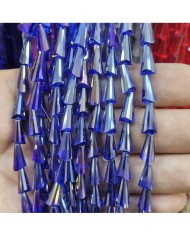 6x12mm İpe Dizili Deve Tabanı Huni Kristal Boncuk Şeffaf Açık Sarı - 1 Dizi